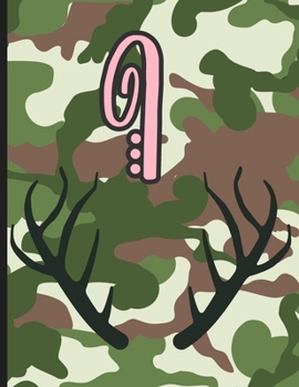 I: Camouflage Monogram Initial I Notebook for Girls | 8.5" x 11" - 100 pages, College Ruled| Camo, Hunting, Huntress, Outdoors, Country