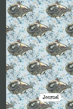 Paperback Journal: Mechanical Fish Steampunk Themed Diary with Blank Lined Notebook Paper Book