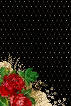 Paperback Notebook: Red & Gold Roses 120 pages college ruled Book