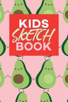 Kids Sketch Book : Kawaii Cute Avocado Vegan Food Pattern