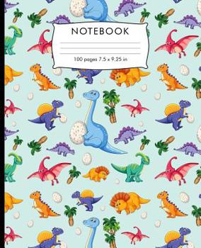 Paperback Notebook: Prehistoric colorful dino pattern Composition Notebook with Cursive Paper. 100 pages Cursive Paper Book 7.5 x 9.25 inc Book