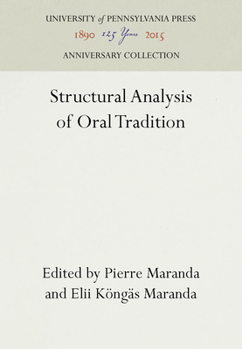 Hardcover Structural Analysis of Oral Tradition Book