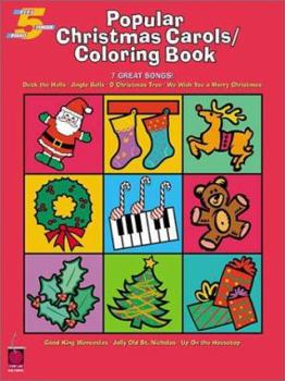 Paperback Popular Christmas Carols Coloring Book (Five-finger Piano) Book