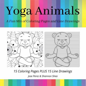 Paperback Yoga Animals Line Drawing and Coloring Book
