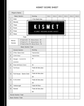 Paperback Black and White Publishing Kismet Score Card: Kismet Scoring Game Record Level Keeper Book for Pad Makes It Easy To Keep Track of Scores Sheet For The Book