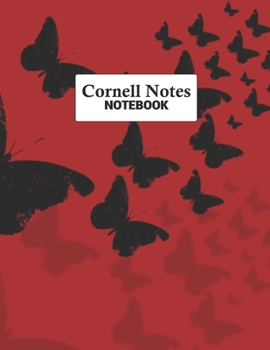 Cornell Notes Notebook: Efficient Note Taking System For College and University Students : Black Butterflies on Red