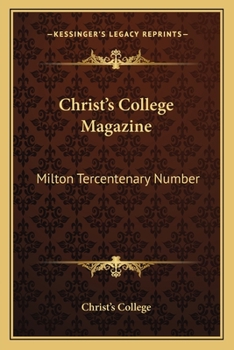 Paperback Christ's College Magazine: Milton Tercentenary Number Book