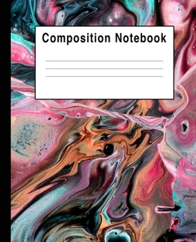 Paperback Composition Notebook: Pink Blue Art Abstract Swirls Book
