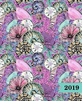 Agenda 2019 Semainier: 19x23cm : Agenda 2019 semainier : coquillages roses et verts violets 6149