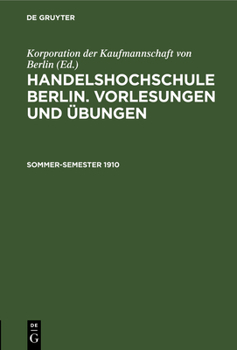 Hardcover Sommer-Semester 1910 [German] Book