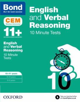 Paperback Bond 11+: English & Verbal Reasoning: Cem 10 Minute Tests Book