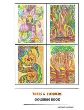 Paperback Trees & Flowers: Coloring book