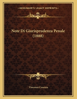 Paperback Note Di Giurisprudenza Penale (1888) [French] Book