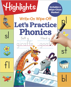 Spiral-bound Write-On Wipe-Off Let's Practice Phonics Book