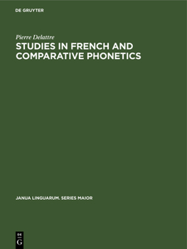 Hardcover Studies in French and Comparative Phonetics [French] Book