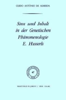 Hardcover Sinn Und Inhalt in Der Genetischen Phänomenologie E. Husserls [German] Book