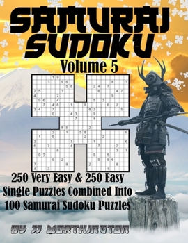 Paperback Sudoku Samurai Puzzles Large Print for Adults and KIds Very Easy + Easy: 250 Very Easy and 250 Easy Individual Sudoku Puzzles Combined Into 100 Samura [Large Print] Book
