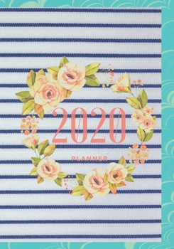 Paperback 2020 Planner: Monthly and Weekly Organizer stripe and floral design, large 7x10 Book