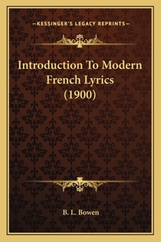 Paperback Introduction To Modern French Lyrics (1900) Book