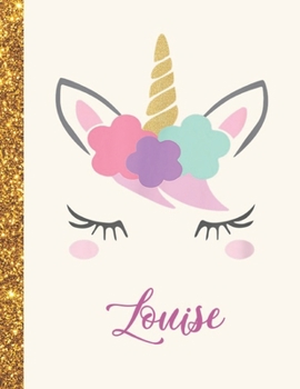 Louise: Louise Unicorn Personalized Black Paper SketchBook for Girls and Kids to Drawing and Sketching Doodle Taking Note Marble Size 8.5 x 11