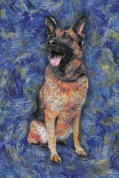 German Shepherd: Notebook Blank College-Ruled Lined in Van Gogh Starry Night Art Style