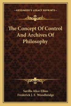 Paperback The Concept Of Control And Archives Of Philosophy Book
