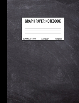 Paperback Graph Paper Notebook: Quad Ruled 5 Squares Per Inch Notebook for Students, Math and Science Composition Notebook - Chalkboard Black Grey Book