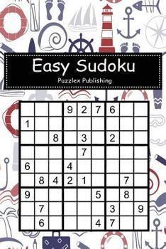 Paperback Easy Sudoku: Sudoku Puzzle Game For Beginers With Nautical seamless pattern cover Book