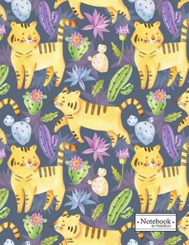 notebook: Watercolor tiger cat cover and Dot Graph Line Sketch pages, Extra large (8.5 x 11) inches, 110 pages, White paper, Sketch, Draw and Paint