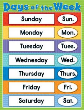Wall Chart Days of the Week Chart Book