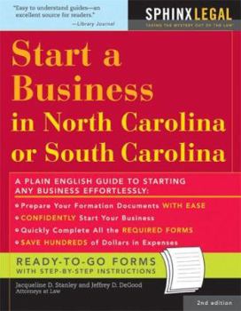 Paperback Start a Business in North Carolina or South Carolina Book