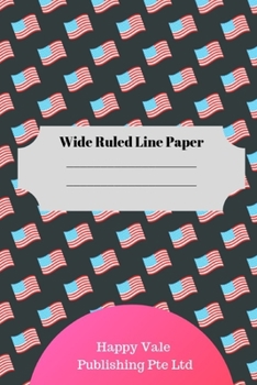 Paperback American Flag Theme Wide Ruled Line Paper Book