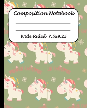 Paperback Wide Ruled Composition Notebook: Wide Ruled Line Paper Journal Notebook: Magical Christmas Unicorn Blank lined Writing book Workbook for Elementary sc Book