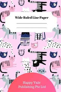 Paperback Cute Cat Theme Wide Ruled Line Paper Book