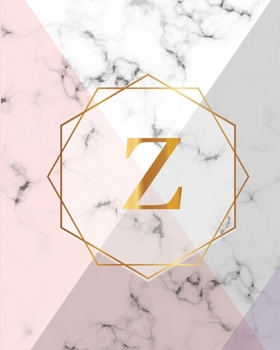 Z: Initial Gift Luxury Marble Glossy Pink Purple Faux Gold Print Notebook (Initial Marble Notebooks)