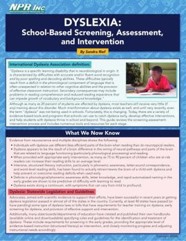 Paperback Dyslexia: School-Based Screening, Assessment, and Intervention Book