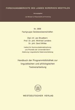 Paperback Handbuch Der Programmbibliothek Zur Linguistischen Und Philologischen Textverarbeitung [German] Book