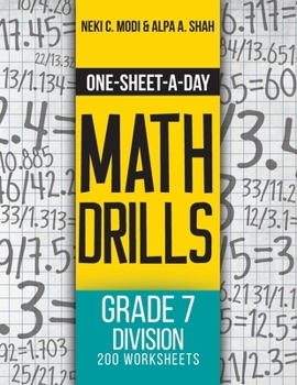 Paperback One-Sheet-A-Day Math Drills: Grade 7 Division - 200 Worksheets (Book 24 of 24) Book