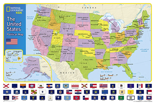 Misc. National Geographic United States for Kids in Gift Box Wall Map (Poster Size: 36 X 24 In) Book