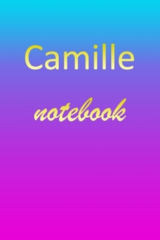 Camille: Blank Notebook | Wide Ruled Lined Paper Notepad | Writing Pad Practice Journal | Custom Personalized First Name Initial C Blue Purple Gold  | ... Homeschool & University Organizer Daybook