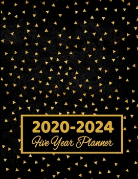 Paperback Five Year Planner 2020-2024: 5 Year Schedule Organizer, 60 Month Calendar Diary for Next 5 Years With Black And Gold Design Book