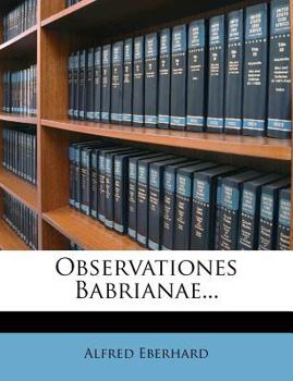Paperback Observationes Babrianae... [Latin] Book