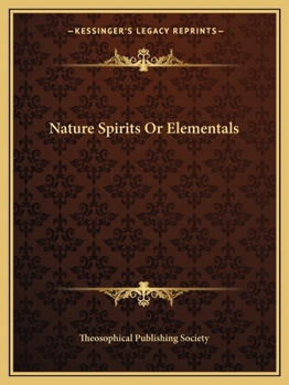 Paperback Nature Spirits Or Elementals Book
