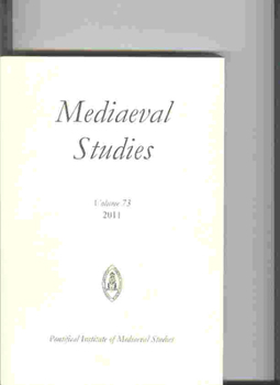 Paperback Mediaeval Studies 73 (2011) Book