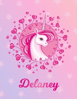 Paperback Delaney: Unicorn Sheet Music Note Manuscript Notebook Paper - Magical Horse Personalized Letter L Initial Custom First Name Cov Book