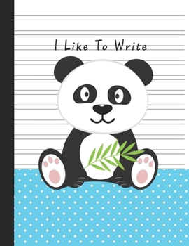 Paperback I Like To Write: Double Line Notebook For Kids - Blue Boy Panda Book