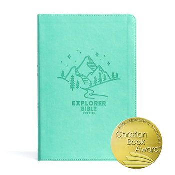 Imitation Leather CSB Explorer Bible for Kids, Light Teal Mountains Leathertouch, Indexed: Placing God's Word in the Middle of God's World Book