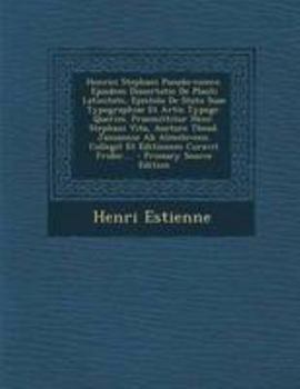 Paperback Henrici Stephani Pseudo-cicero. Ejusdem Dissertatio De Plauti Latinitate, Epistola De Statu Suae Typographiae Et Artis Typogr. Querim. Praemittitur He [Latin] Book