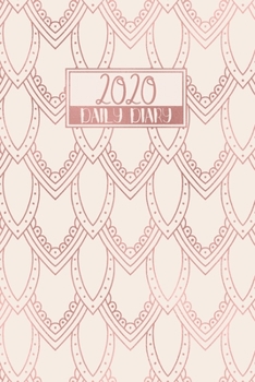 Paperback 2020 Daily Diary: A5 Day on a Page to View Full DO1P Planner Lined Writing Journal - Rose Gold Decorated Feathers Scales Pattern Book