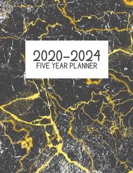 2020-2024 Five Year Planner: Jan 2020-Dec 2024, 5 Year Planner, grey golden circles marble digital paper cover, featuring 2020-2024 Overview, daily, ... list, reminders, and goals. 8.5" X 11" sized.